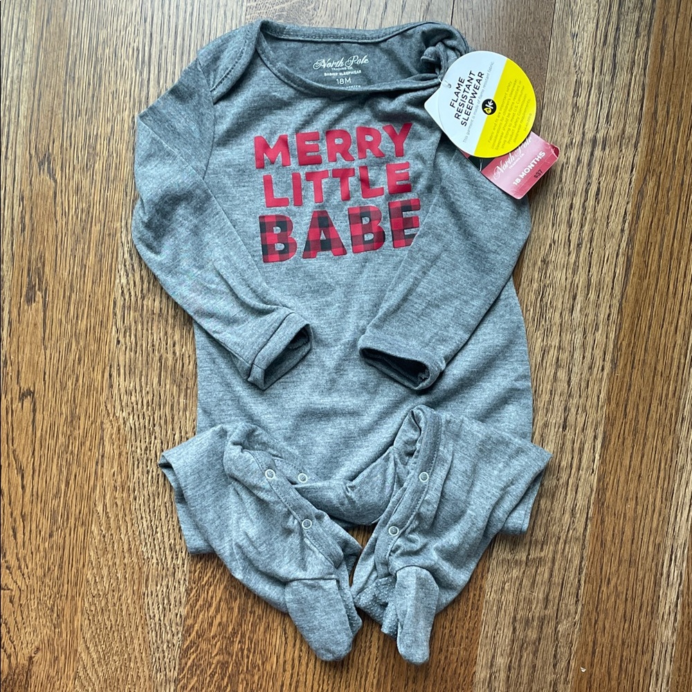 Gray 'Merry Little Babe' Onesie